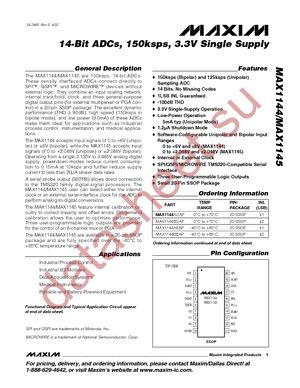 MAX1145BEAP+T datasheet  